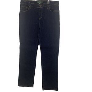 RALPH LAUREN JEANS CO Straight Leg Stretch Denim Mid Rise Womens 10 Dark Blue